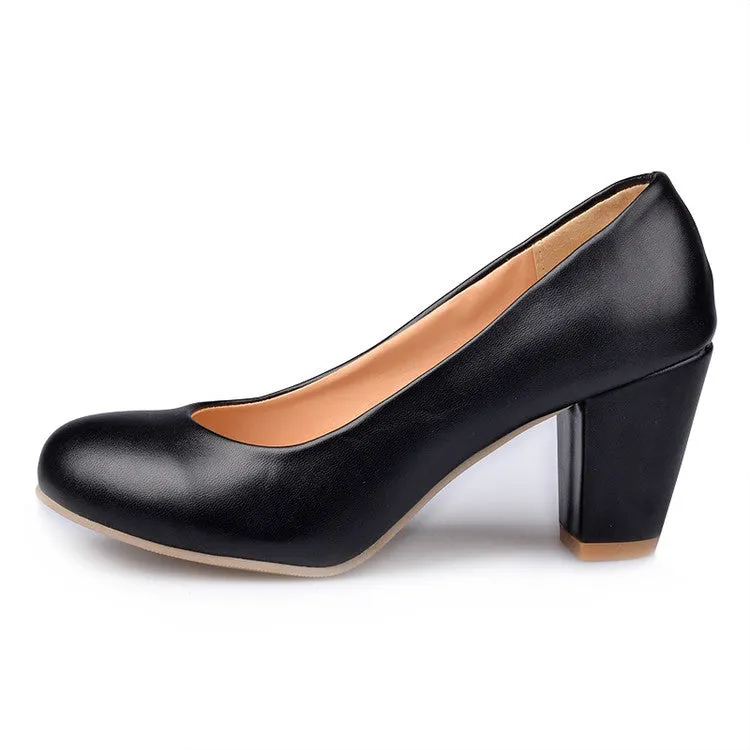 2.76" Chunky Heel Pumps Closed Toe Dress Shoes