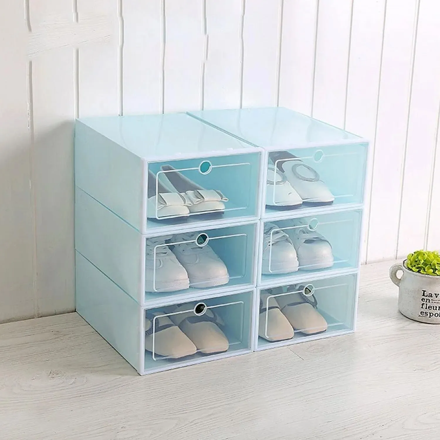 3 Layer Plastic Shoes Storage Box, Stackable Shoe Storage (1 Set / 3 Layer Set)