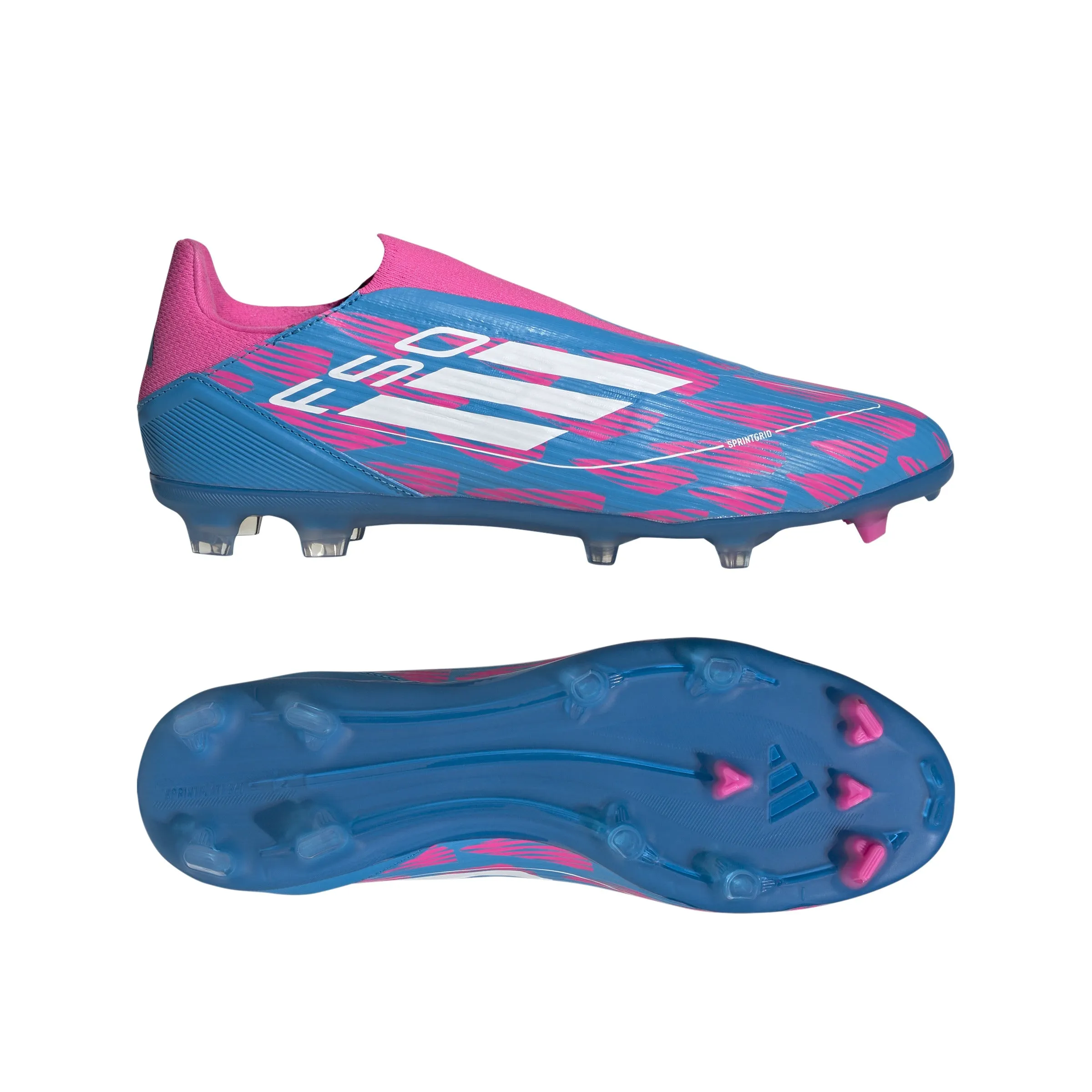 adidas F50 League Laceless FG Firm Ground Soccer Cleat Solar Blue/ White/ Solar Pink