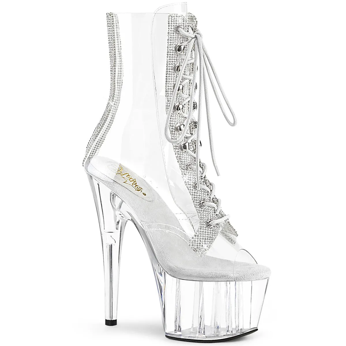 Adore-1021C-2 Clear Rhinestones, 7" Heels