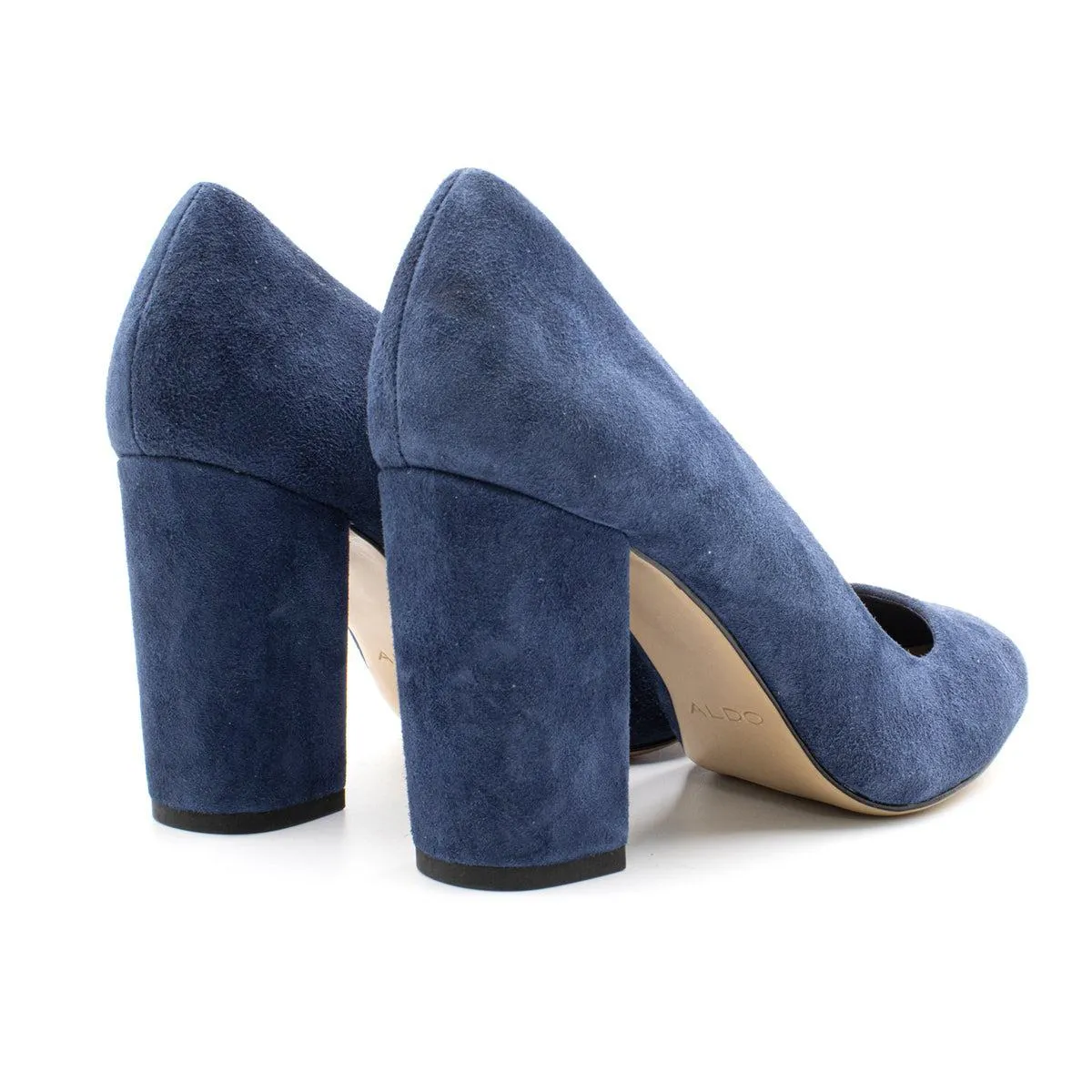 Aldo Pump Block High-Heel Shoes Suede Blue Colour For Women