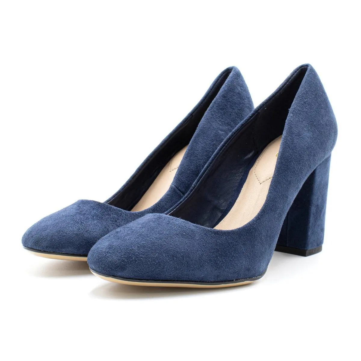 Aldo Pump Block High-Heel Shoes Suede Blue Colour For Women