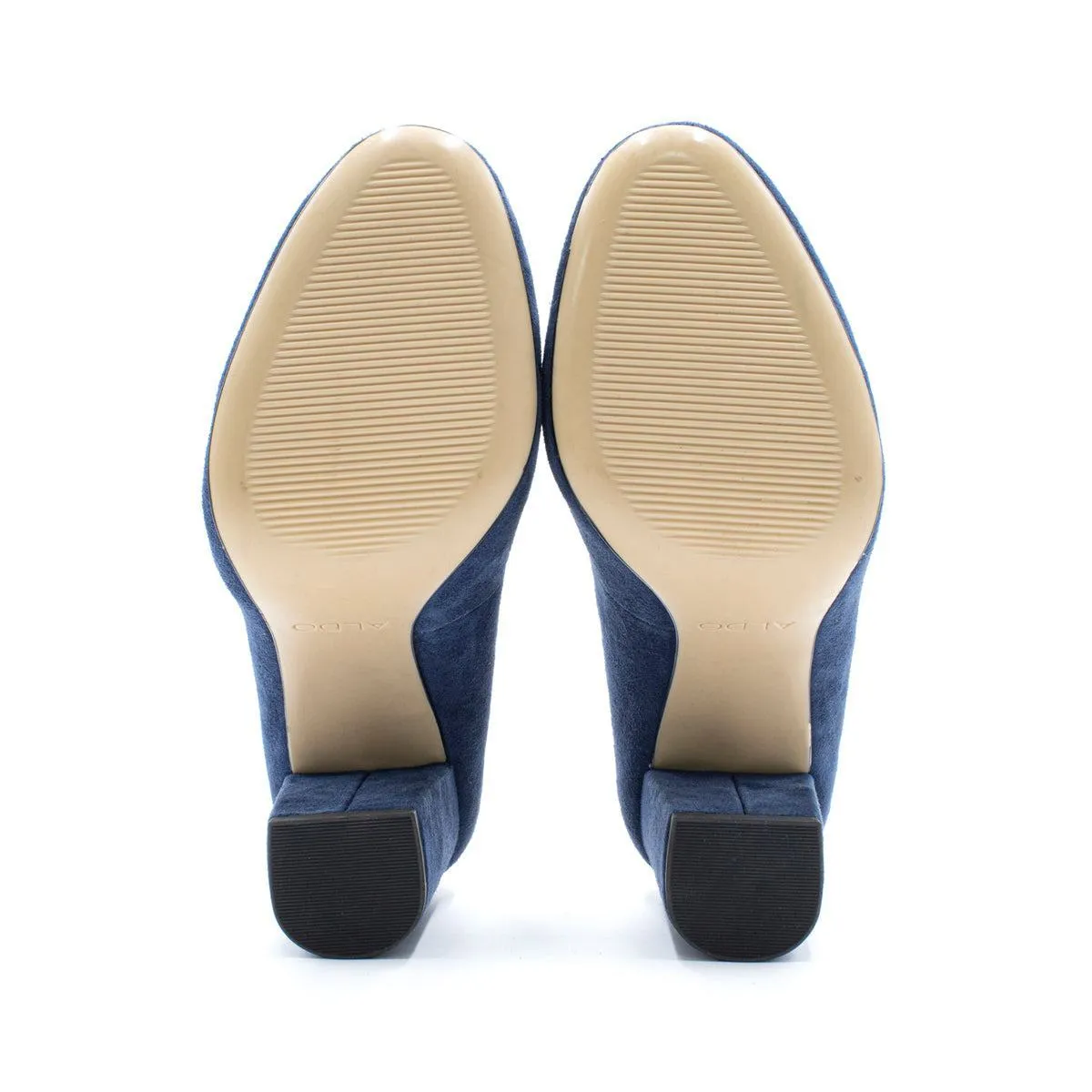 Aldo Pump Block High-Heel Shoes Suede Blue Colour For Women