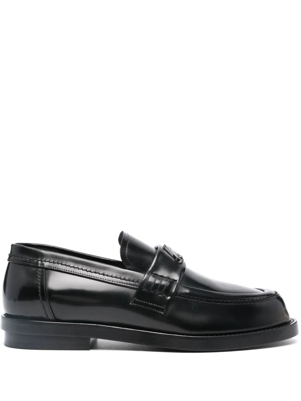 ALEXANDER MCQUEEN Black Leather Loafers with Stitched-Fold Detailing for Men