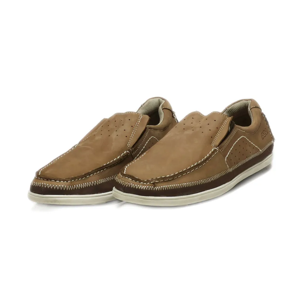 Am Shoe Company Loafers Nubuck Brown Colour For Men