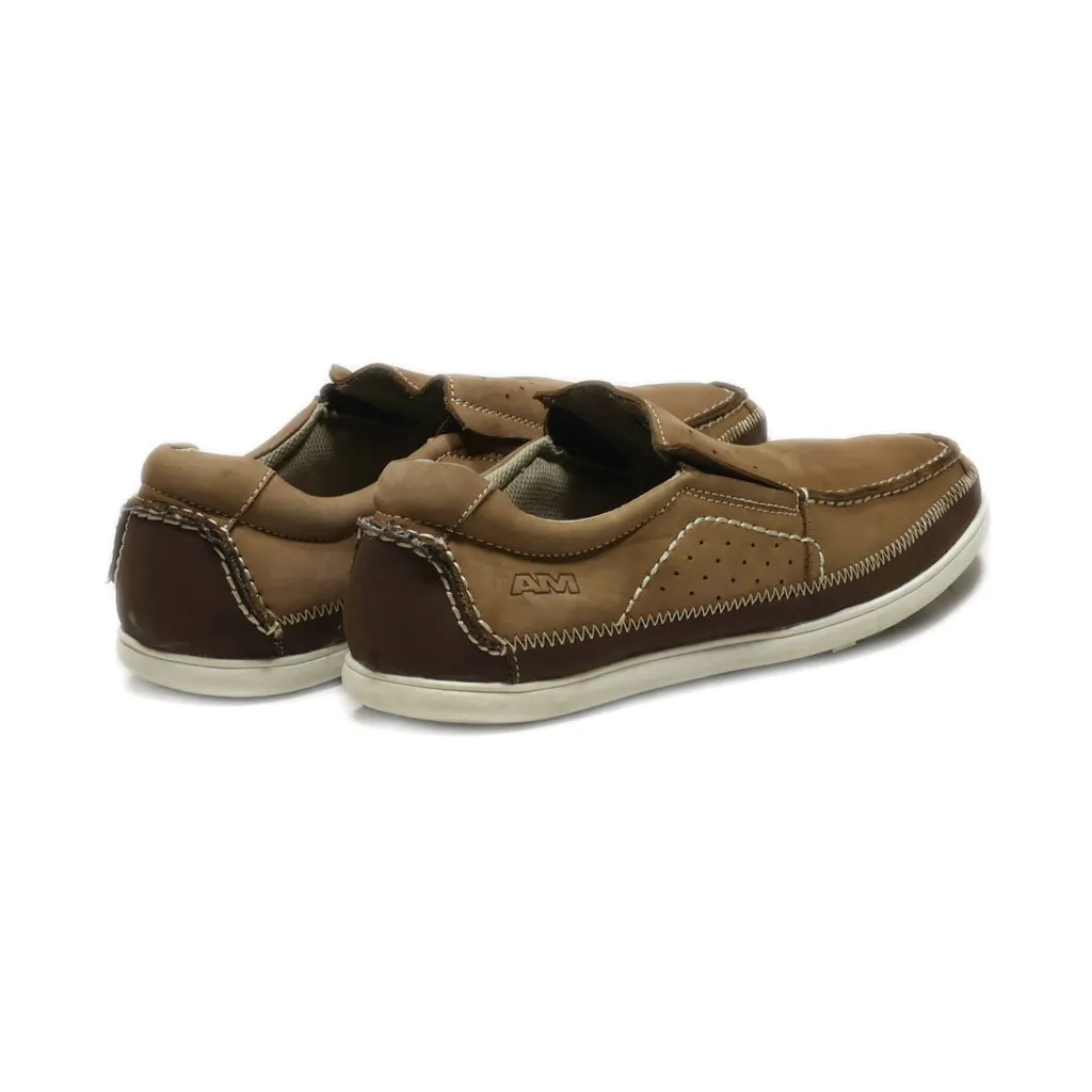 Am Shoe Company Loafers Nubuck Brown Colour For Men