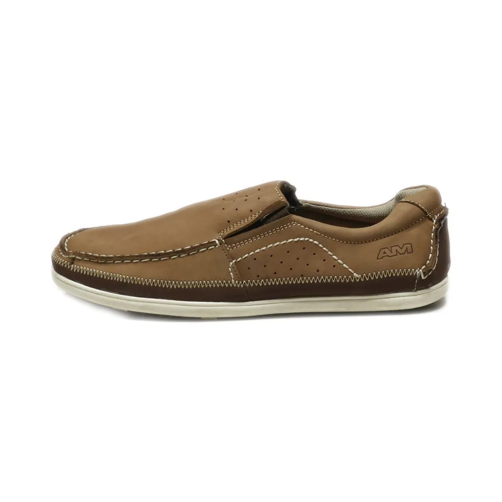 Am Shoe Company Loafers Nubuck Brown Colour For Men