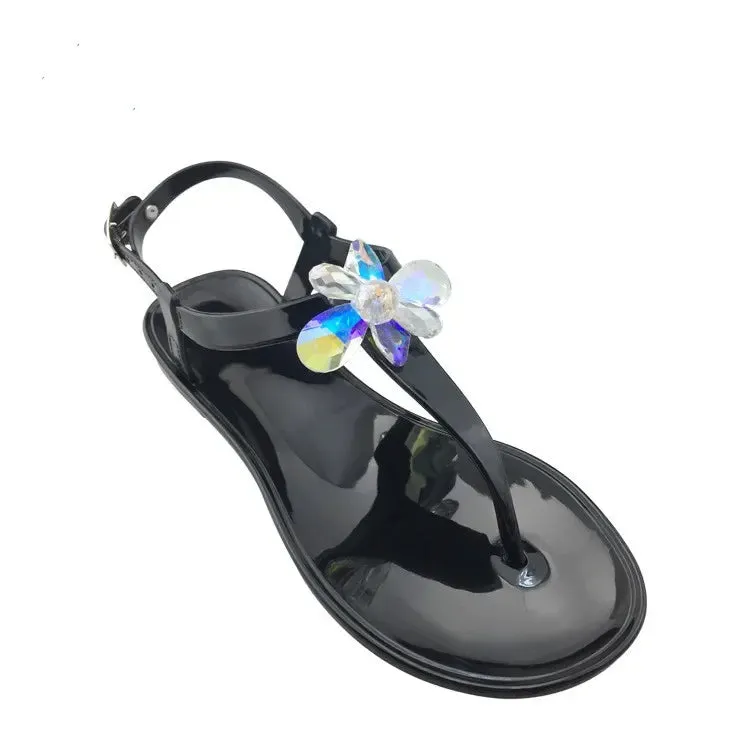 AMOZAE-- Black Flat Sandals