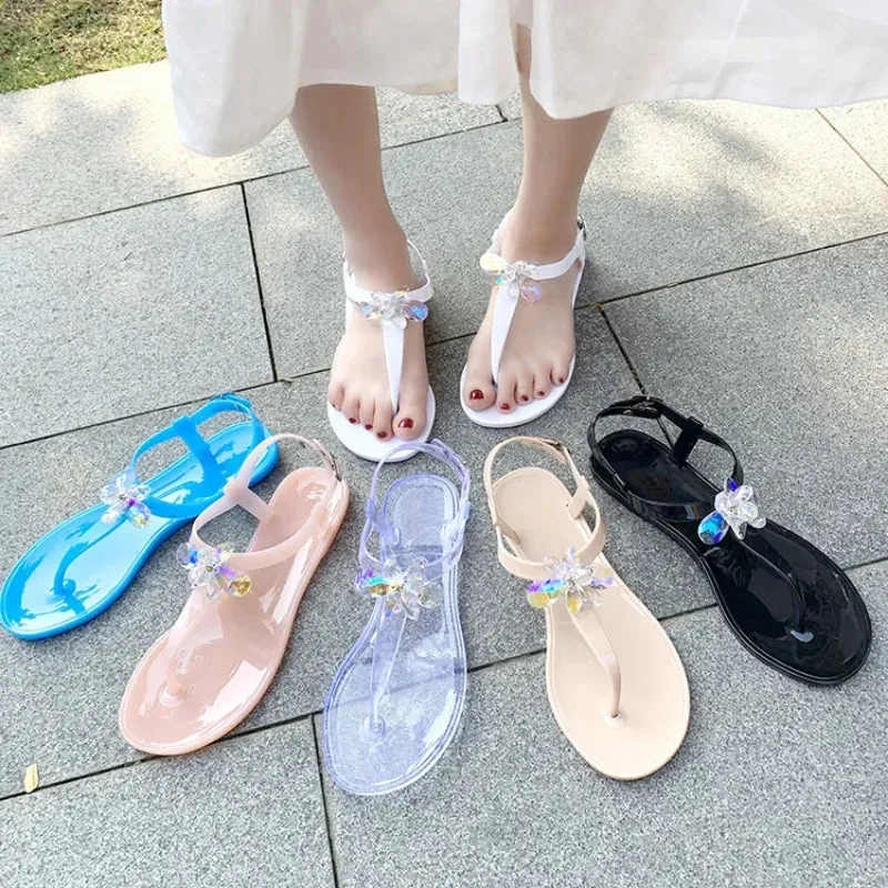 AMOZAE-- Black Flat Sandals