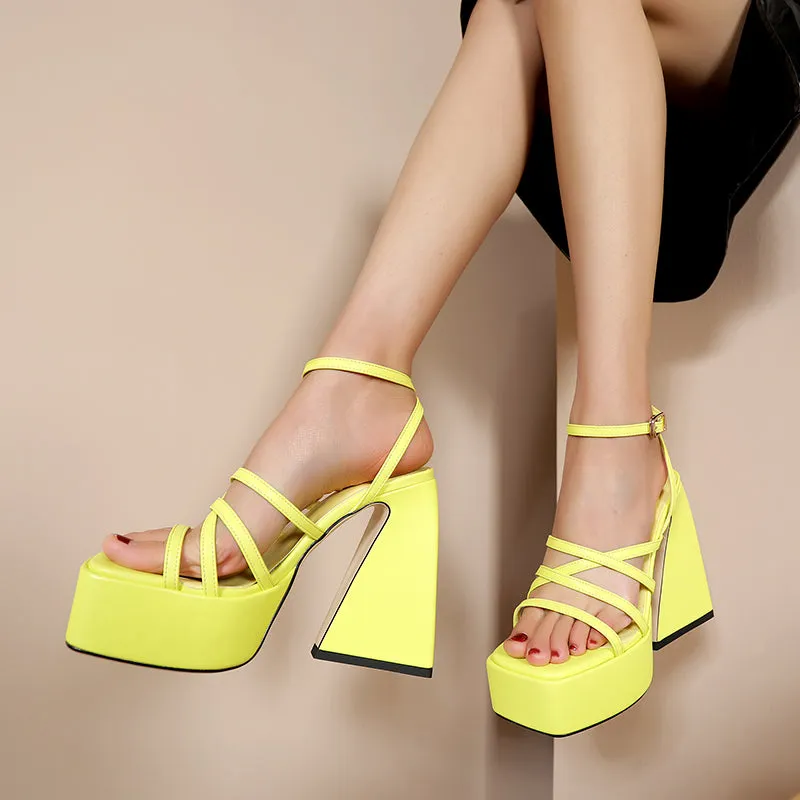 Amozae-Dior Platform Chunky Heel Strappy Sandals