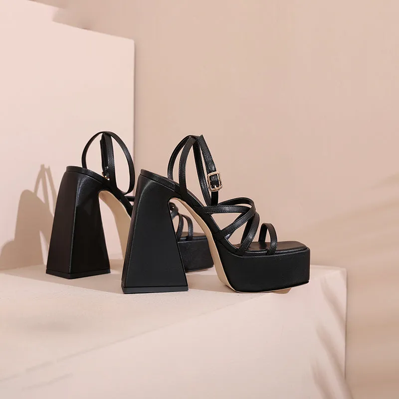 Amozae-Dior Platform Chunky Heel Strappy Sandals