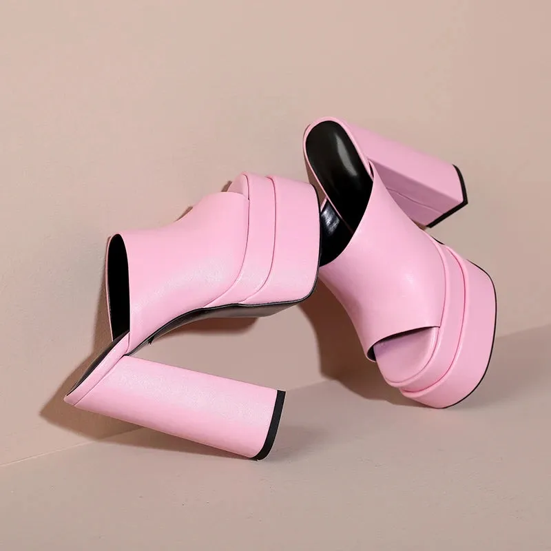 Amozae-New style square head open toe waterproof platform in summer wear fashionable slippers outside with thick heels