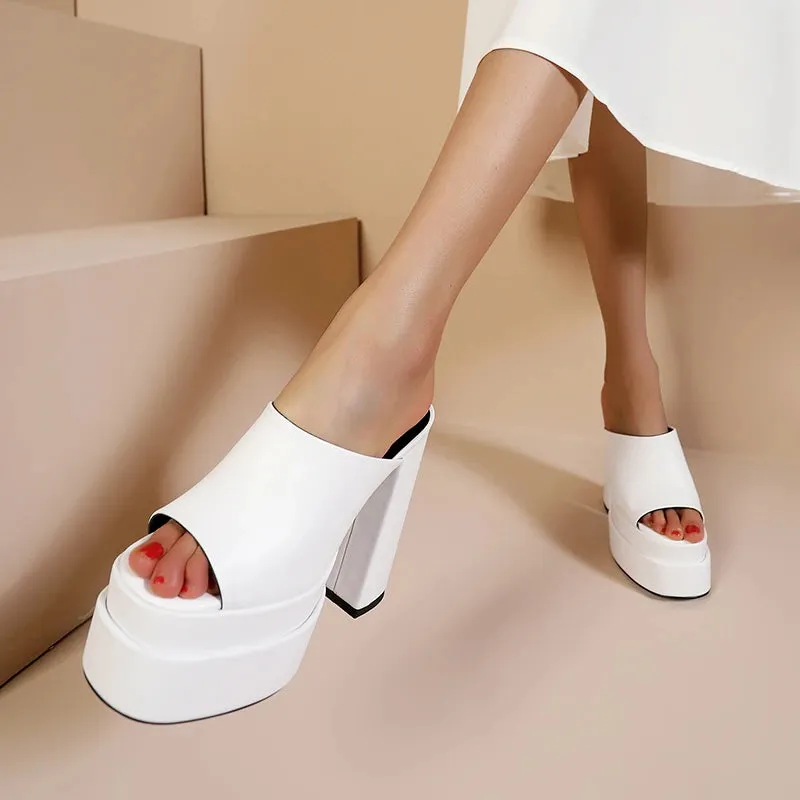 Amozae-New style square head open toe waterproof platform in summer wear fashionable slippers outside with thick heels