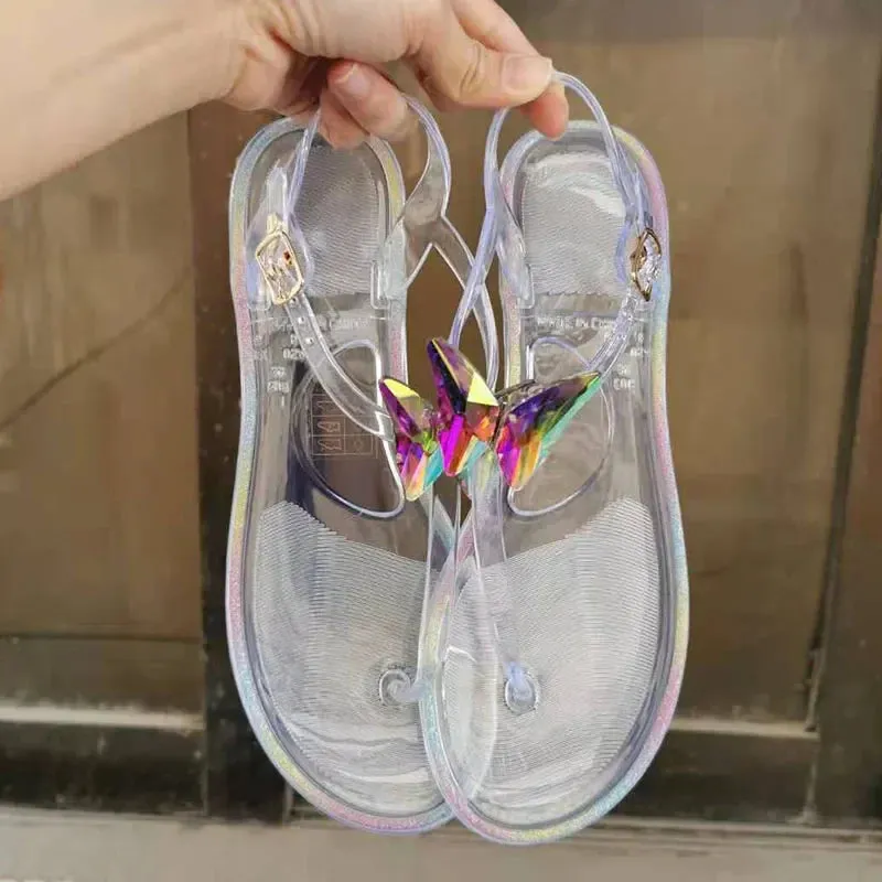 AMOZAE-- Transparent Jelly Sandals, Simple and Stylish