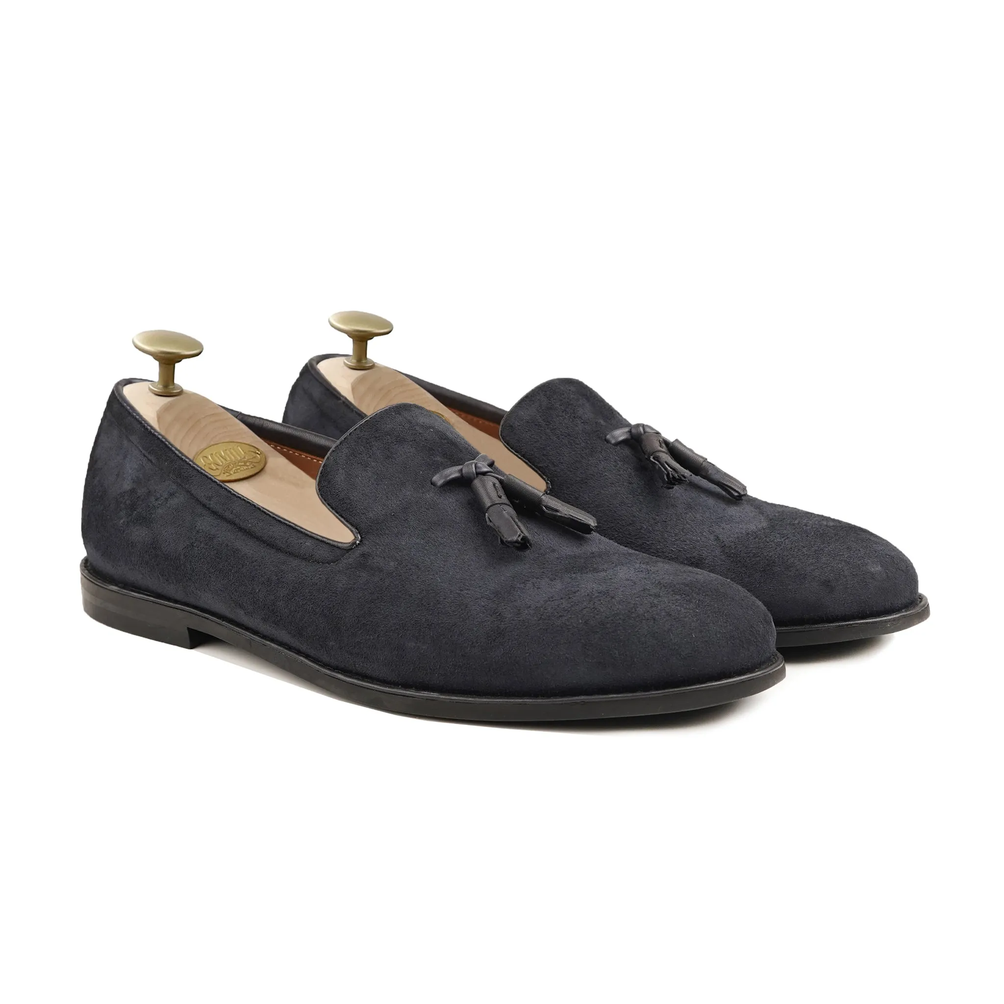 Andria - Men's Navy Blue Kid Suede Loafer