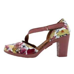 Art Floral Print High-Heel Shoes Leather Multicolour Colour For Women