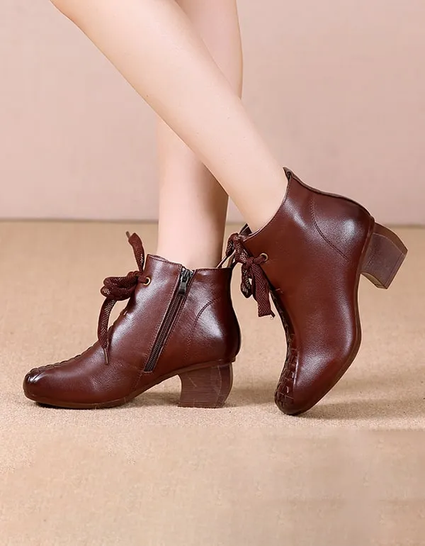 Autumn Winter Elegant Chunky Heels Retro Boots