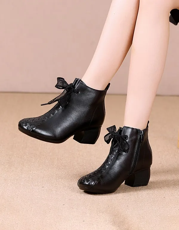 Autumn Winter Elegant Chunky Heels Retro Boots