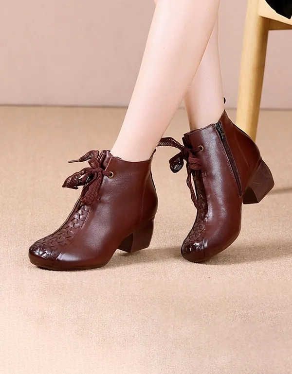 Autumn Winter Elegant Chunky Heels Retro Boots