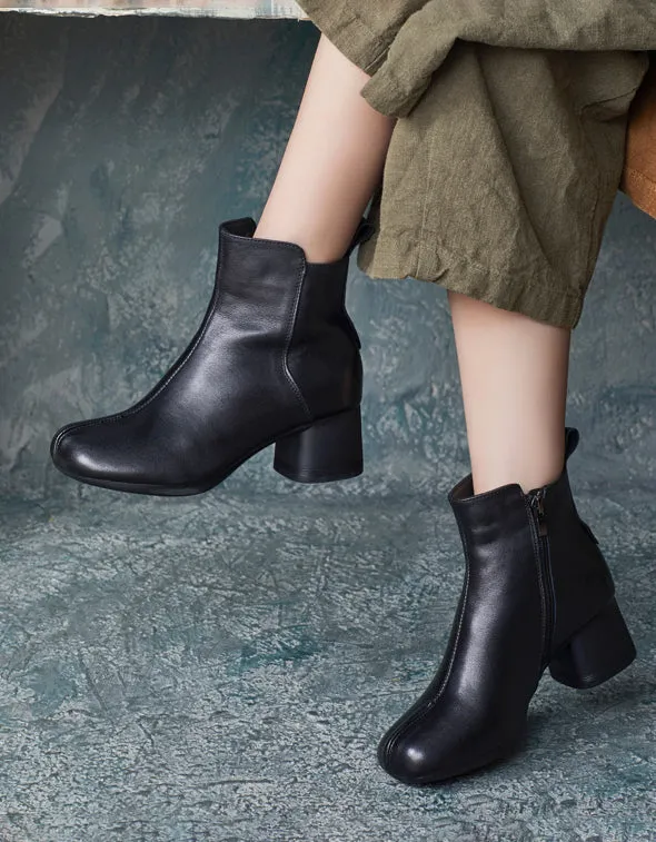 Autumn Winter Handmade Retro Elegant Chunky Heels Boots