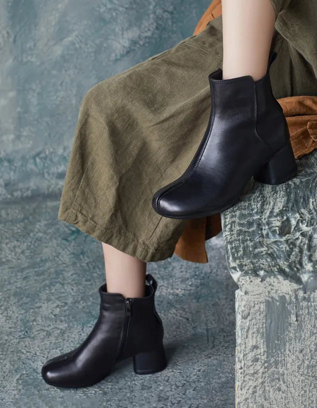 Autumn Winter Handmade Retro Elegant Chunky Heels Boots