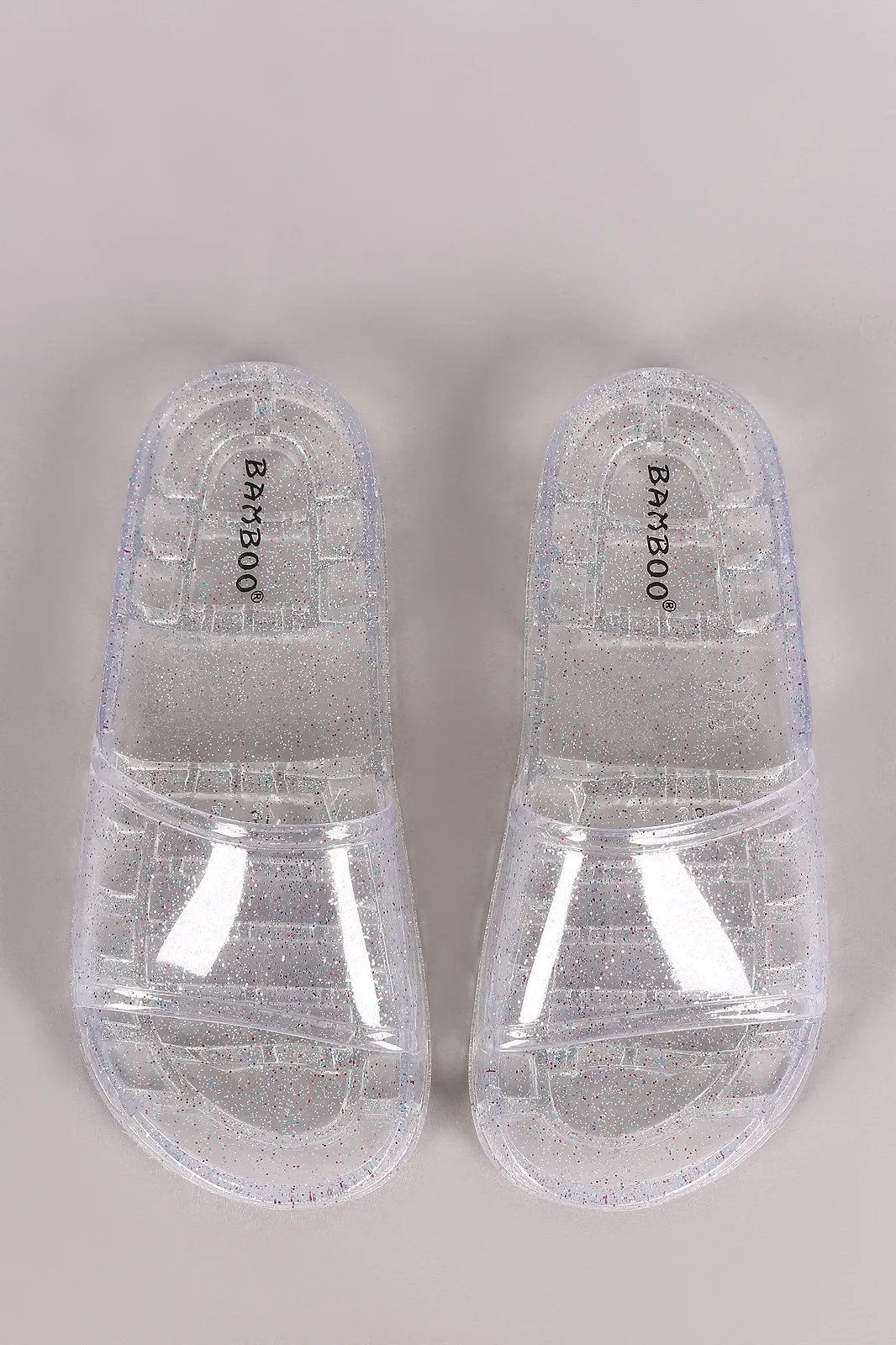 Bamboo Glitter Jelly Open Toe Slide Sandal