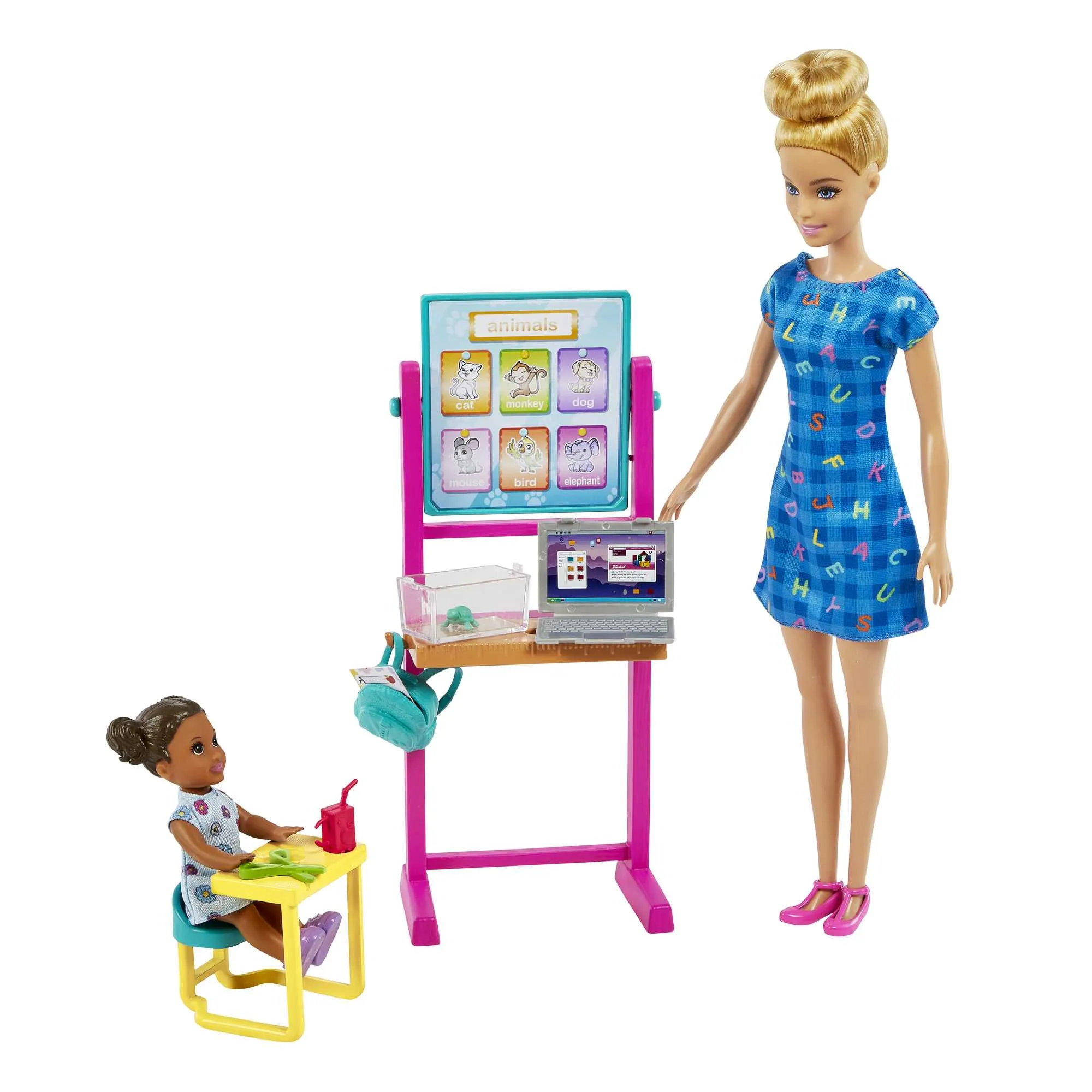 Barbie Teacher Playset With Blonde Doll, Small Doll And Accessories Like Flip Board, Desk And More