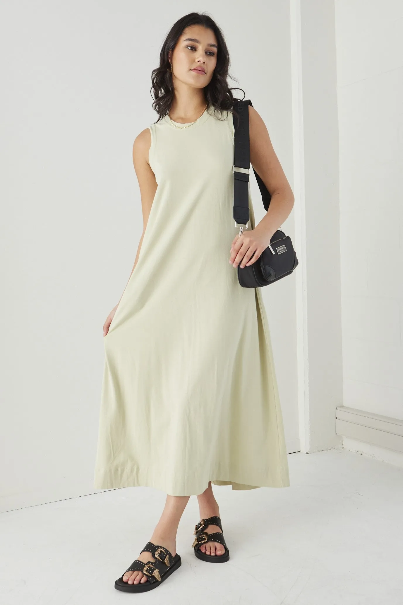 Base Sage Knit Swing Dress