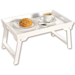 Bed And Serving Tray With Foldable Legs - White