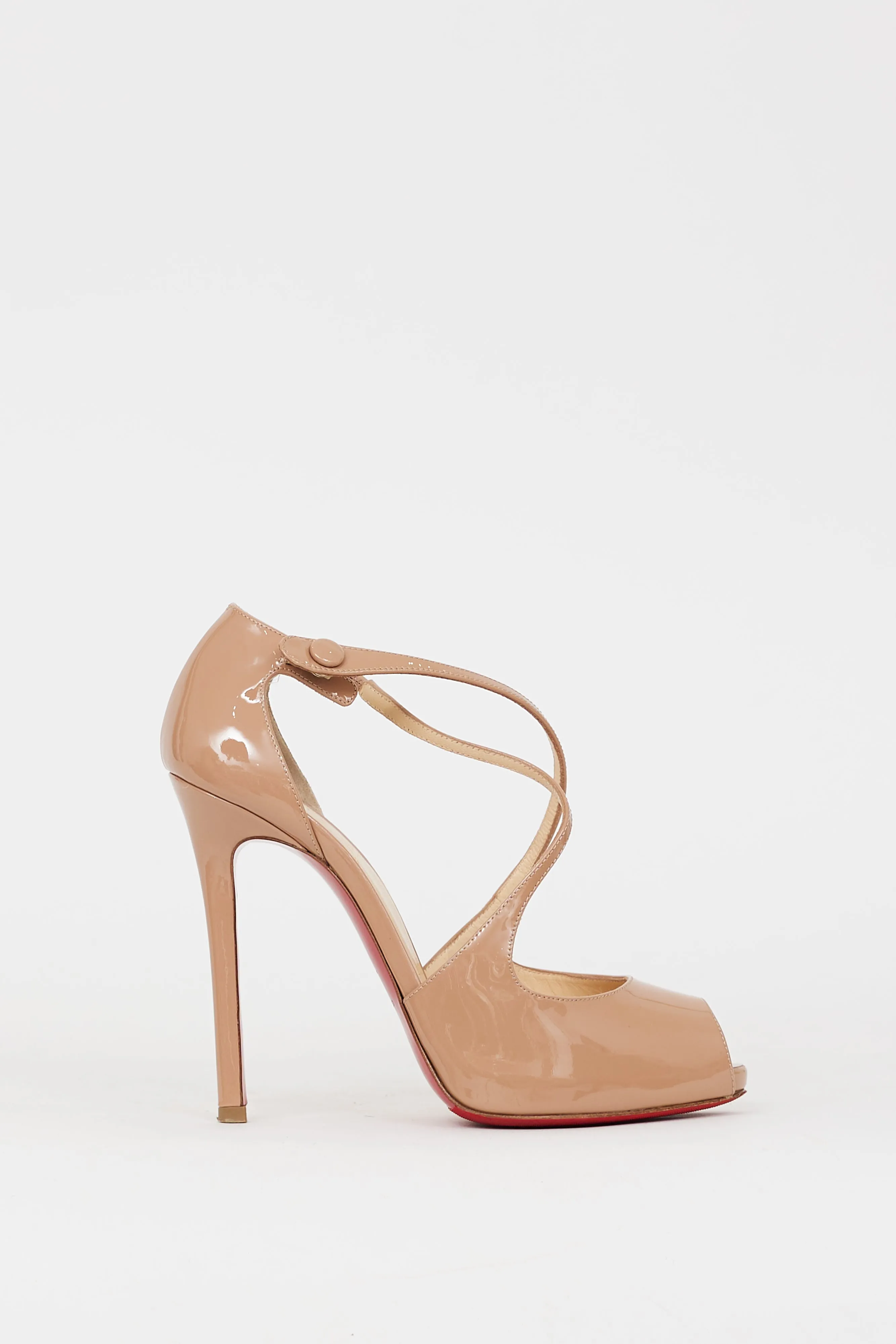 Beige Patent Leather Debridtoe 110 Heel