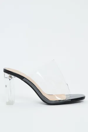 Black Clear Peep Toe Perspex Heels - Silva