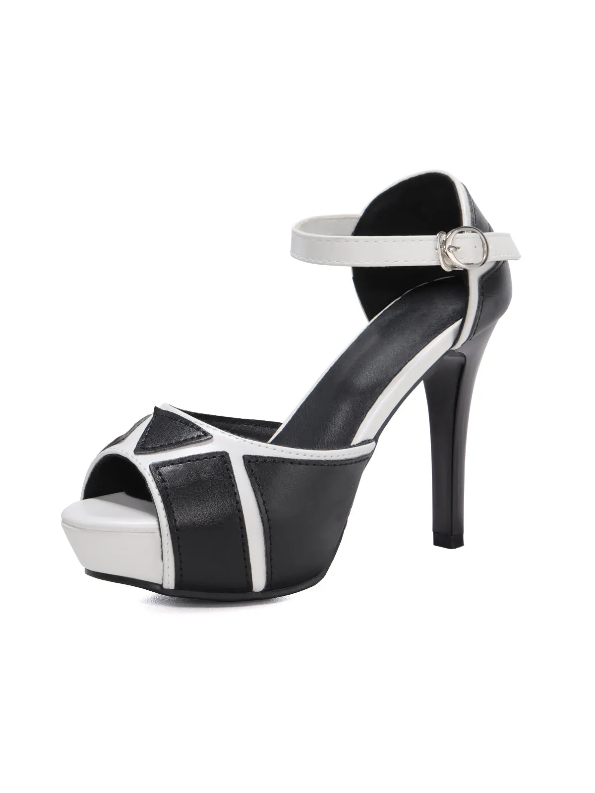 Black Fish Mouth Buckle High Heels Shoes