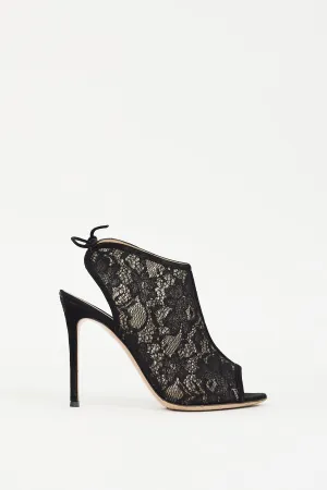 Black Lace Peep Toe Cut Out Heel