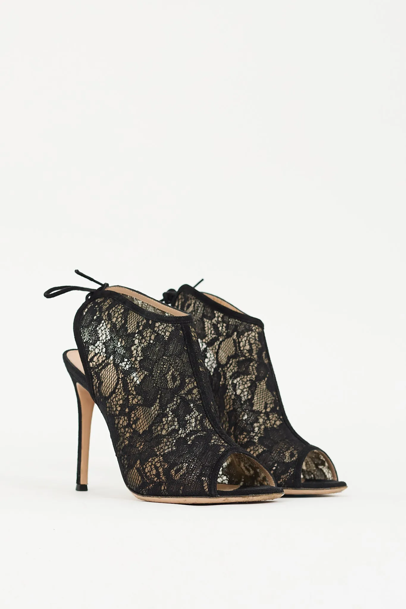 Black Lace Peep Toe Cut Out Heel