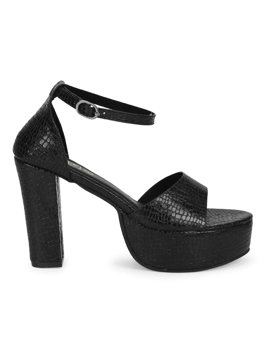 Black PU Croc Pattern Platform Sandals (TC-SLC-V103-BLK)