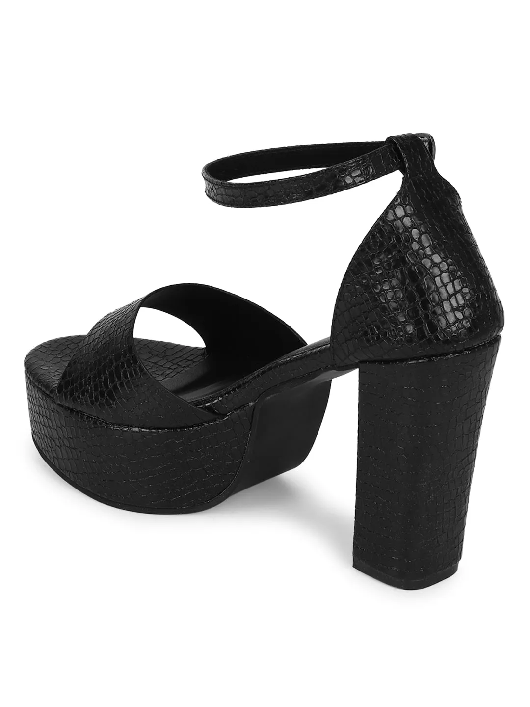 Black PU Croc Pattern Platform Sandals (TC-SLC-V103-BLK)