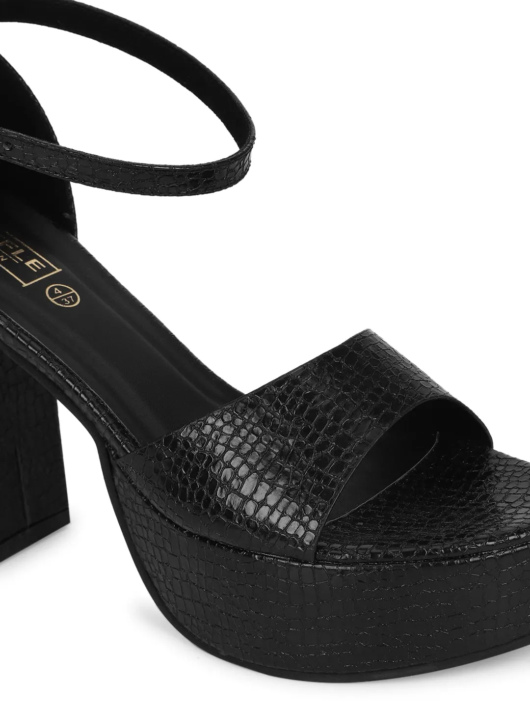 Black PU Croc Pattern Platform Sandals (TC-SLC-V103-BLK)