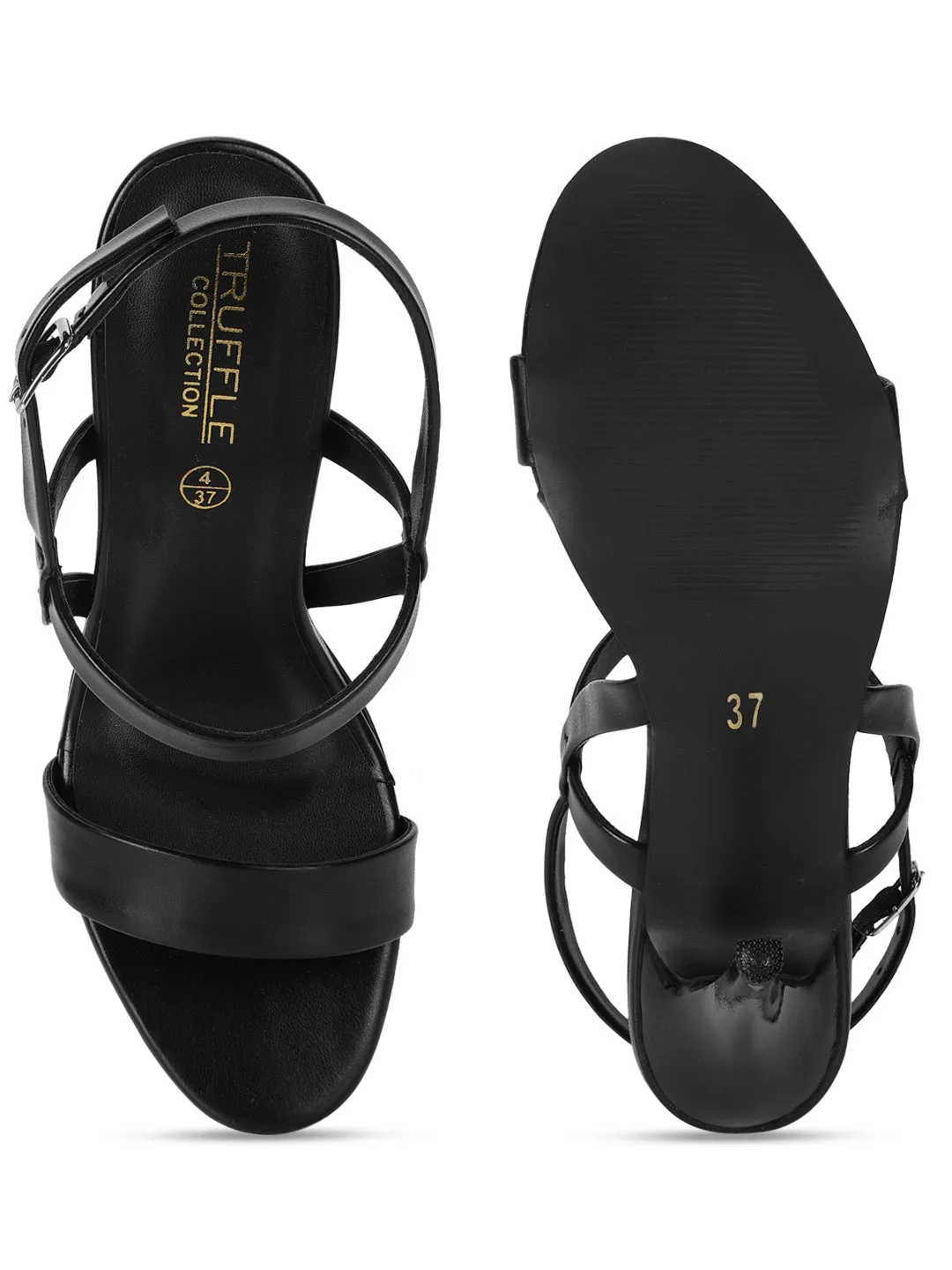 Black PU Strappy Stilettos With Back Strap (TC-SLC-B-76-BLK)