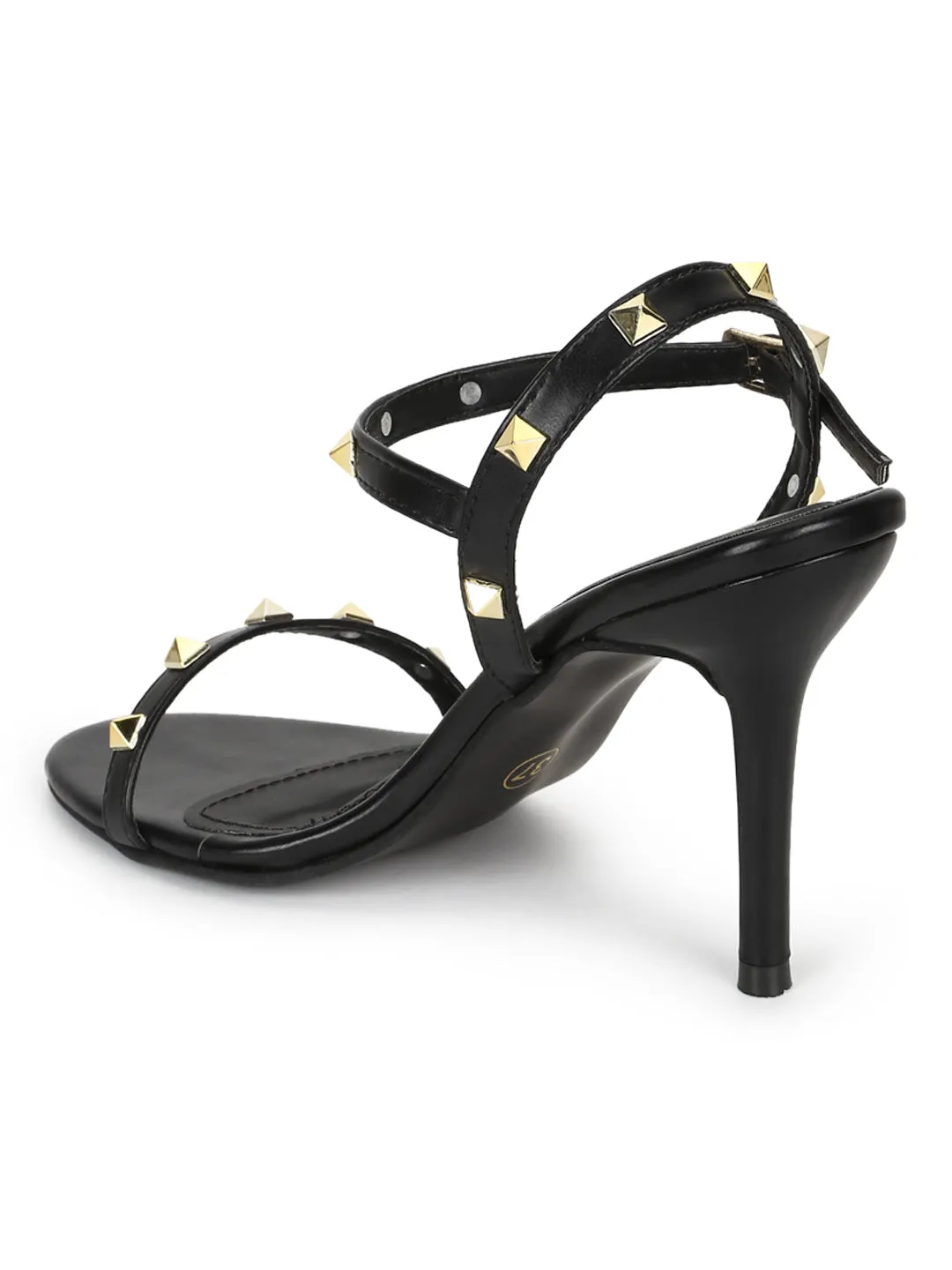 Black PU Studded Stiletto Sandals (TC-SLC-LK711-BLK)