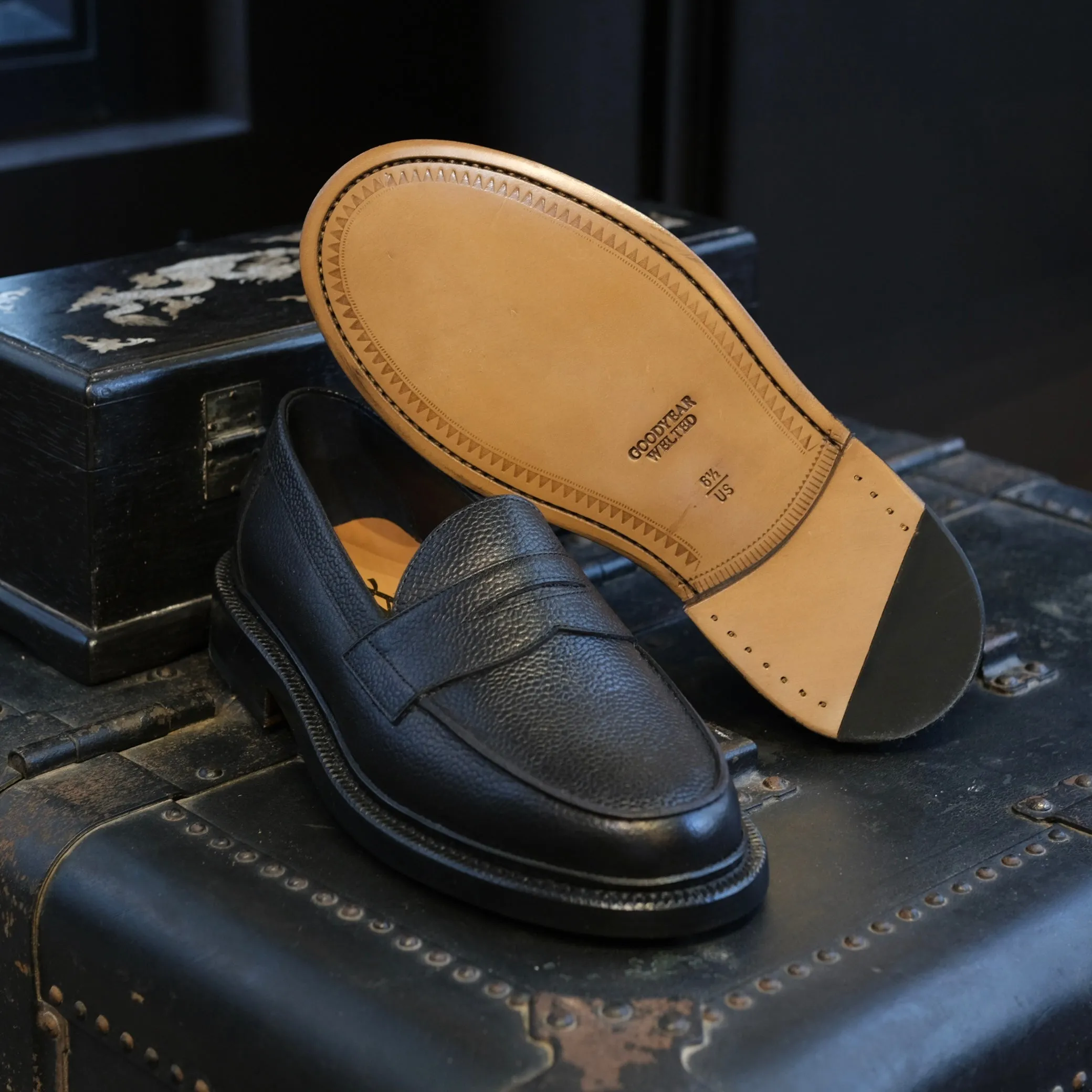 Blackstock & Weber Ellis Penny Loafer (Onyx Pebble)