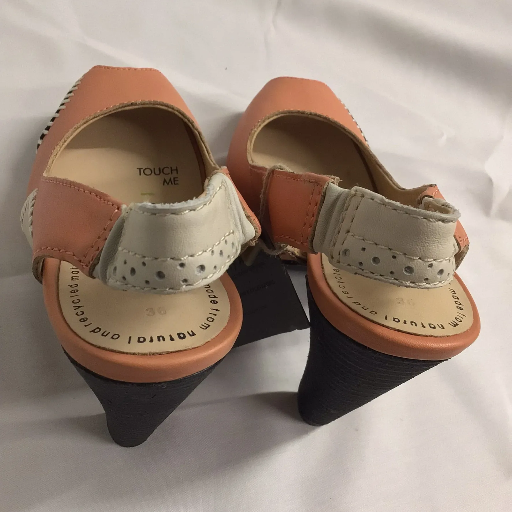 BNWT Terra Plana Orange Multi Leather Peep Toe Heels Size UK 3.5 (EU 36)