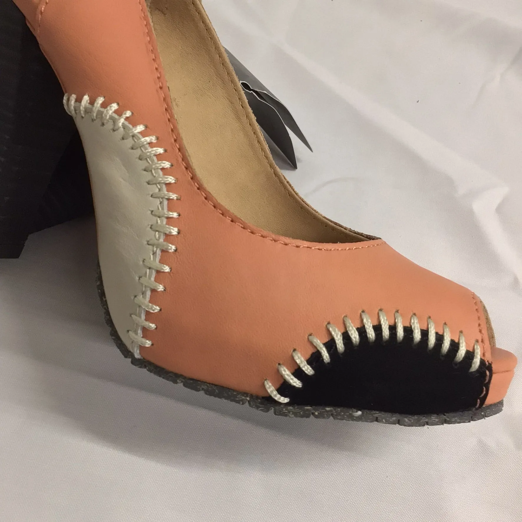 BNWT Terra Plana Orange Multi Leather Peep Toe Heels Size UK 3.5 (EU 36)