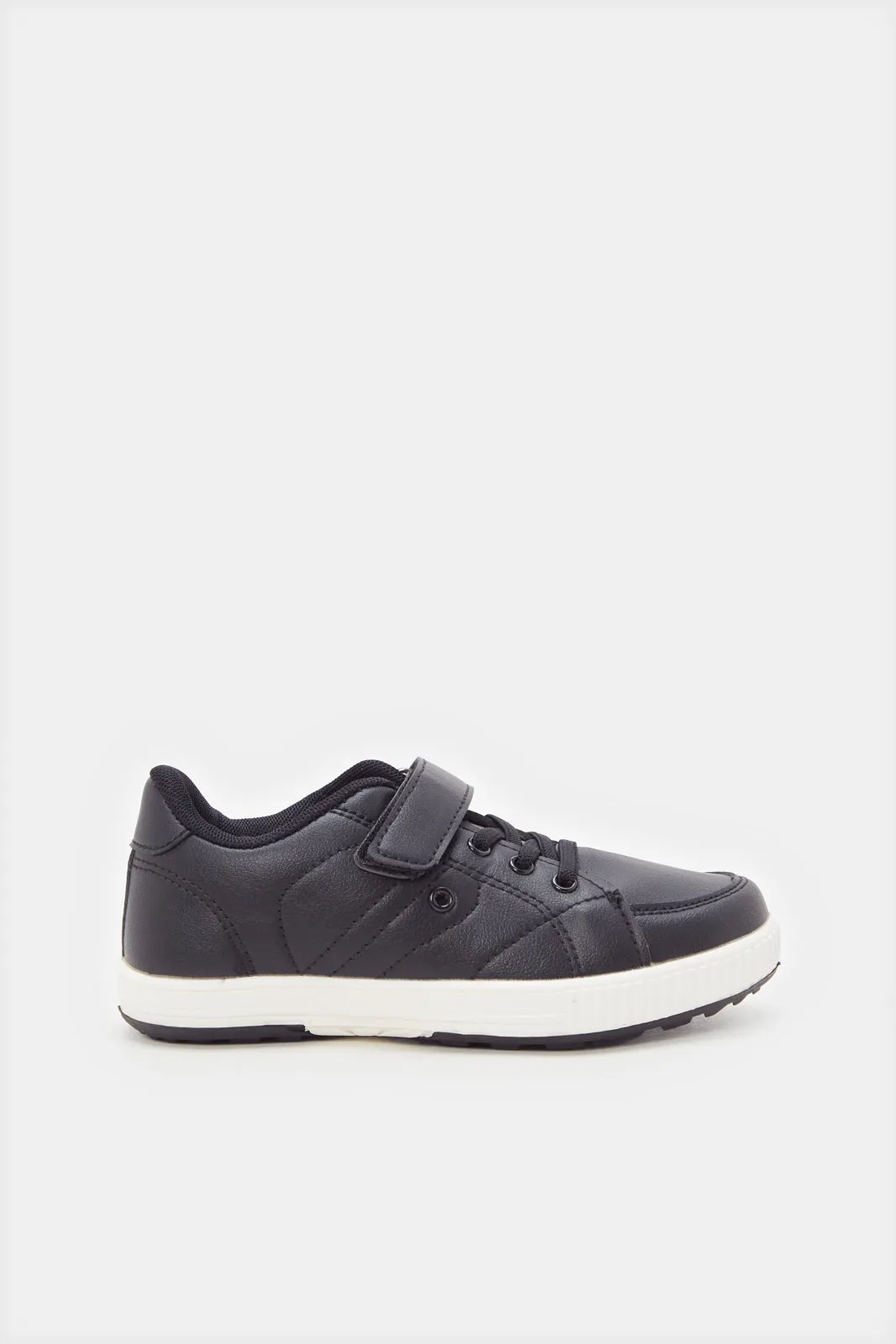 Boys Black Plain Sneakers