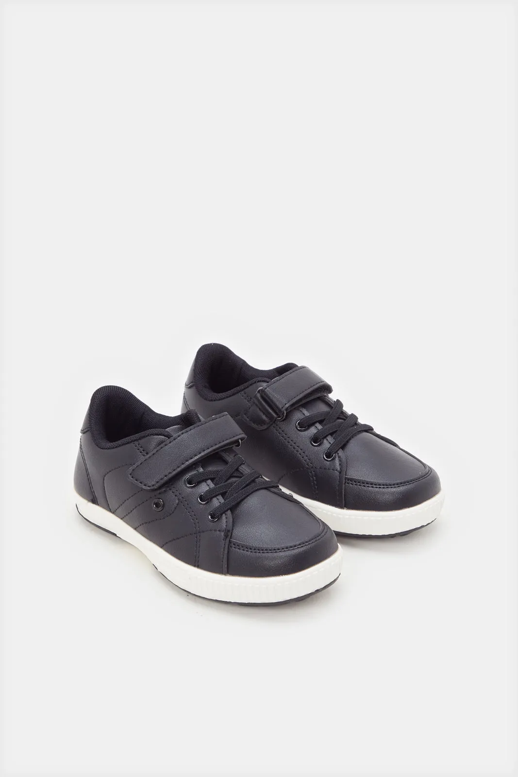 Boys Black Plain Sneakers