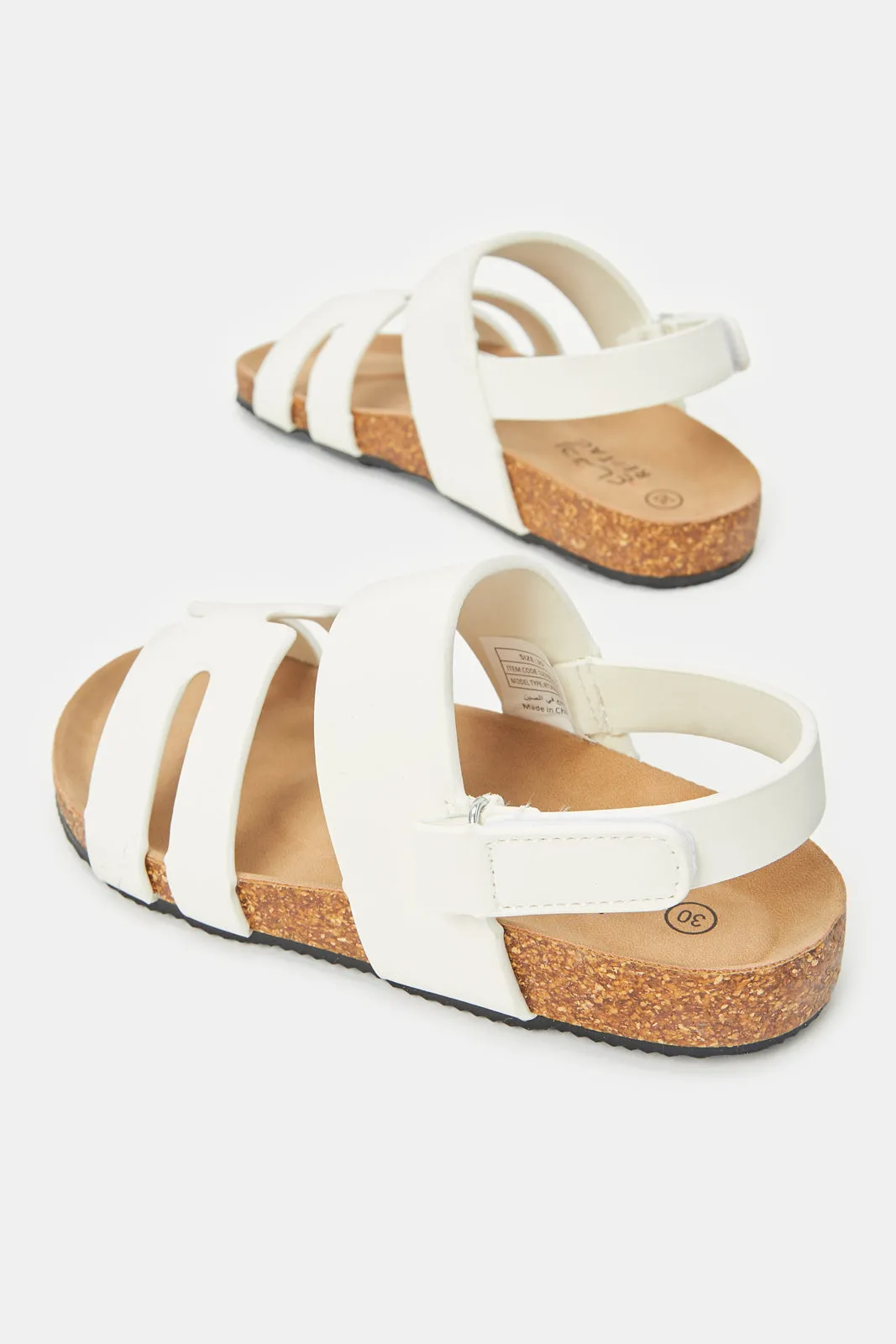 Boys White H Strap Sandal With Backstrap