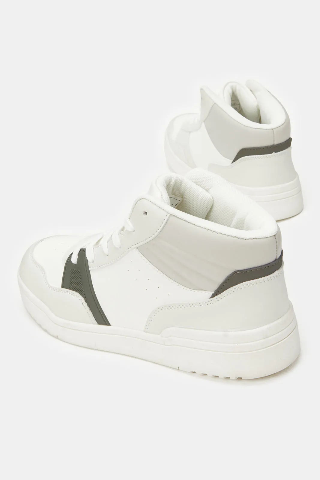 Boys White Material Block High Top Sneakers