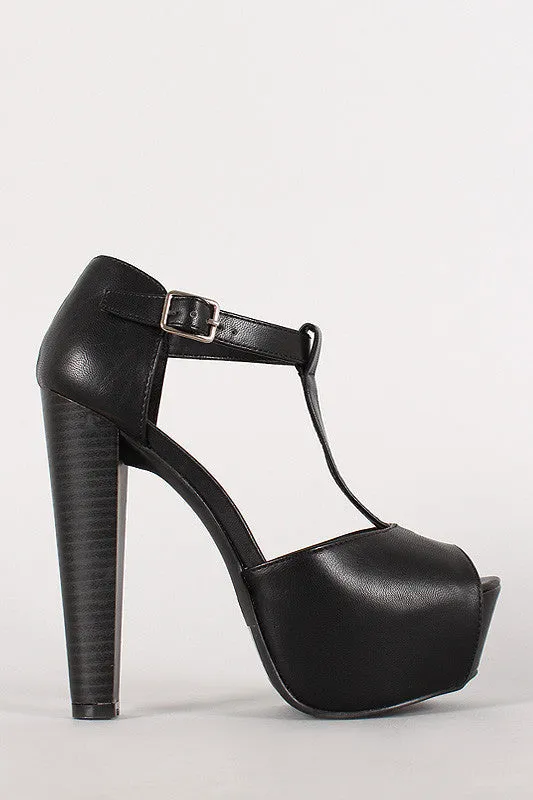 Breckelle Peep Toe T-Strap Platform Heel