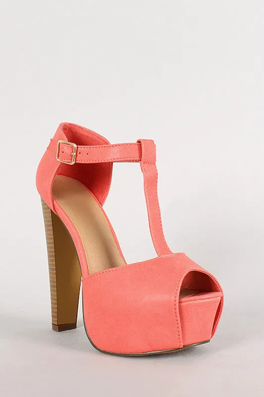 Breckelle Peep Toe T-Strap Platform Heel