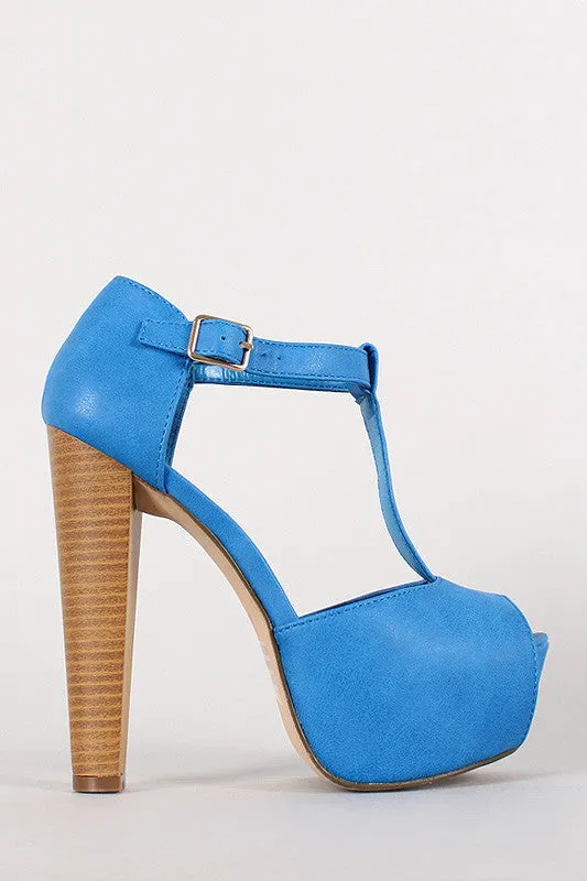 Breckelle Peep Toe T-Strap Platform Heel