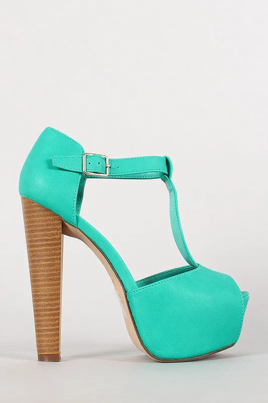 Breckelle Peep Toe T-Strap Platform Heel